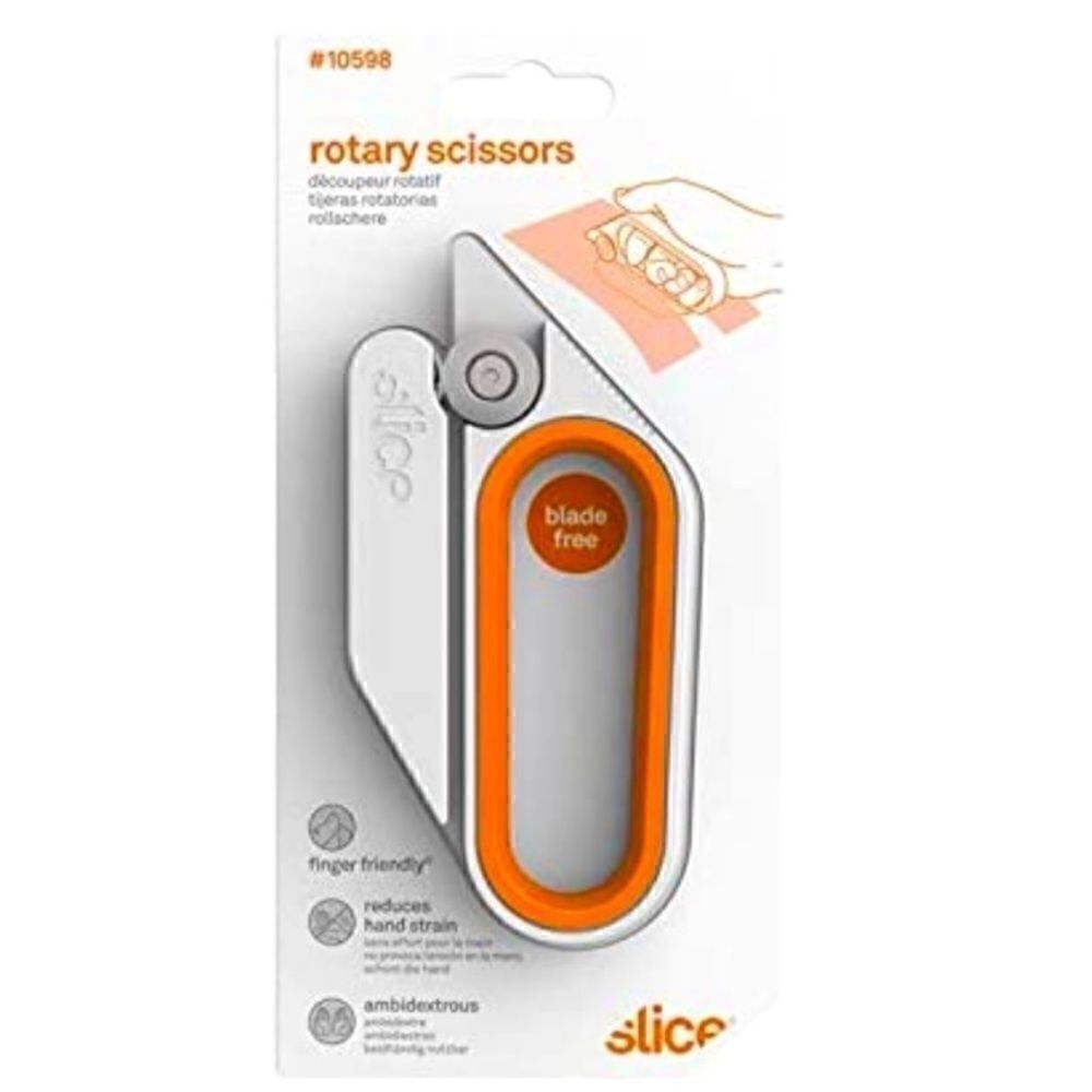 SLICE BLADELESS ROTARY CUTTER STRAIGHT CUTS FOR GIFT WRAPPING PAPER SAFETY BLADE